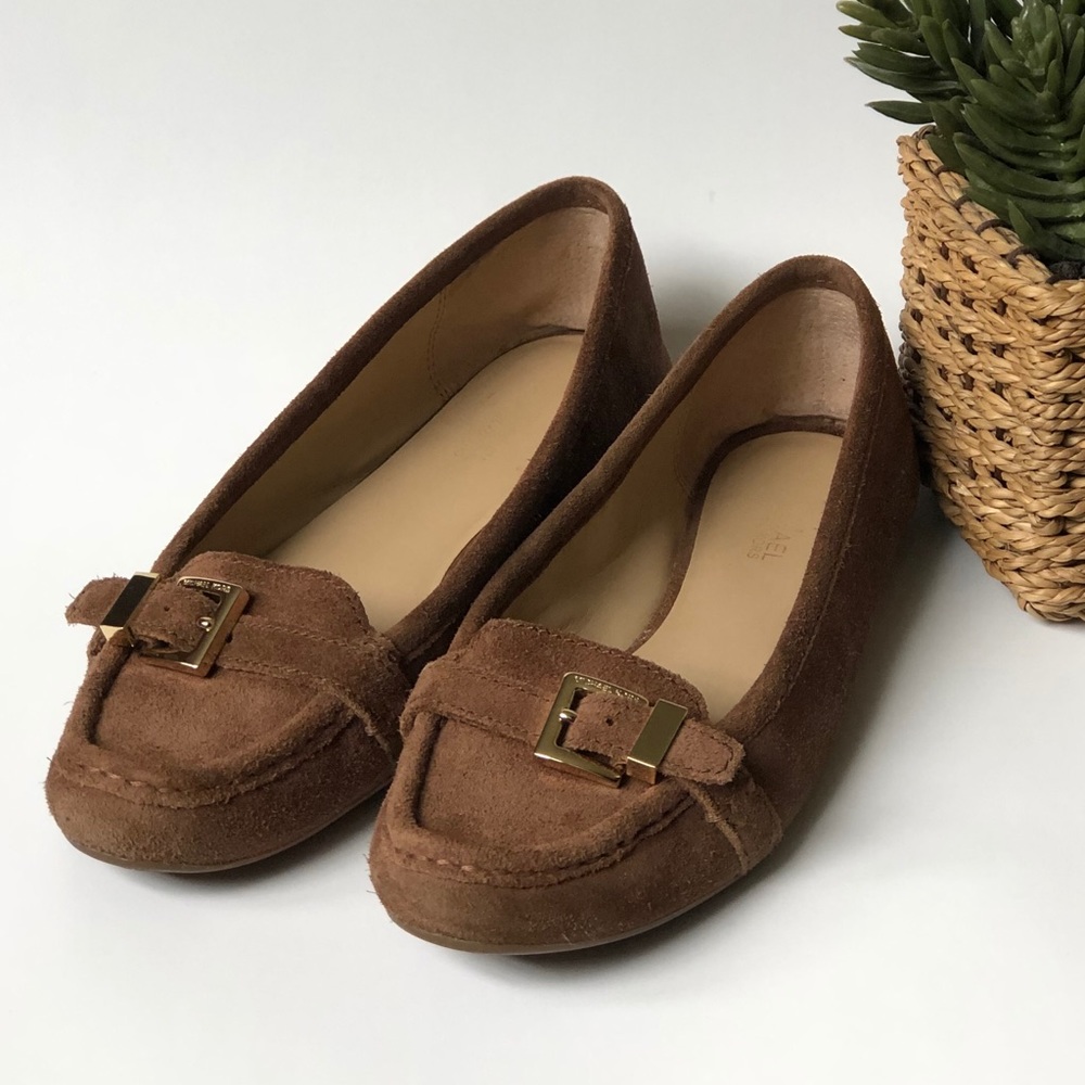 MICHAEL KORS Suede Loafers/Flats with Gold buckle